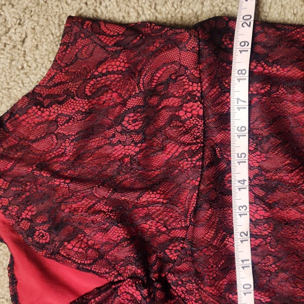 Y2K Lace And Satin Witchy Whimsigoth Red And Black Midi Dress - Picture 9 of 10